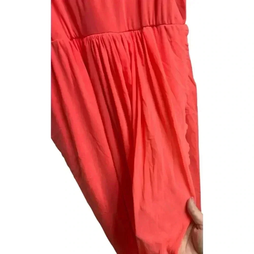 Asos Maternity Mesh Keyhole Dress Peach/Orange Size 6 - Picture 3 of 14